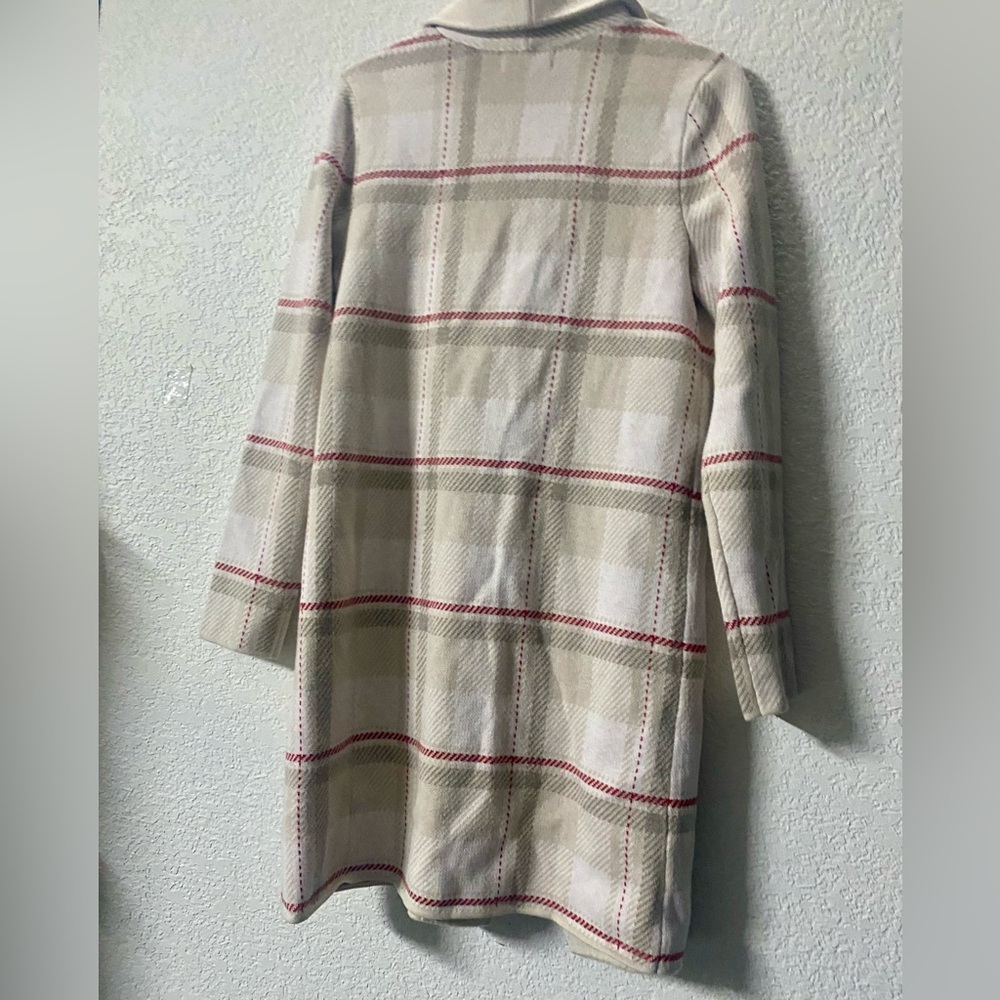 Lands' End Women's Checkered Cardigan - Beige and Red - Picture 5 of 9